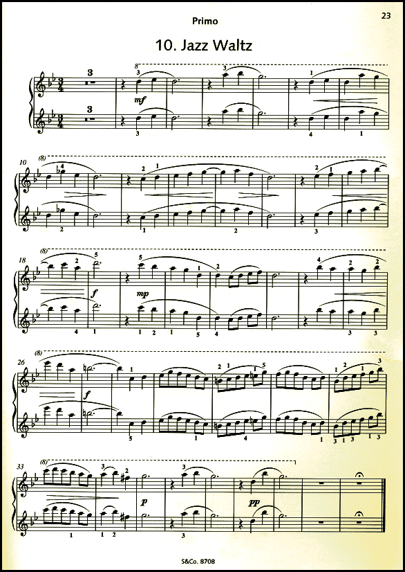 A sample page from Just For Two: 16 Easy Piano Duets