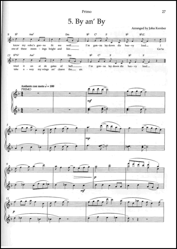 A sample page from Duet Collection - 10 pieces for Piano Duet in Latin, Spiritual and Jazz Styles