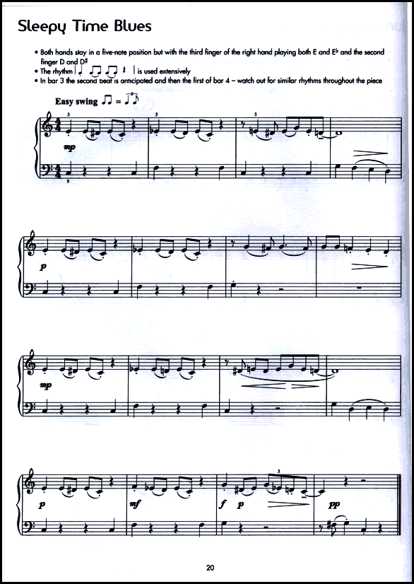 A sample page from easijazz: 34 easy jazz pieces for solo piano