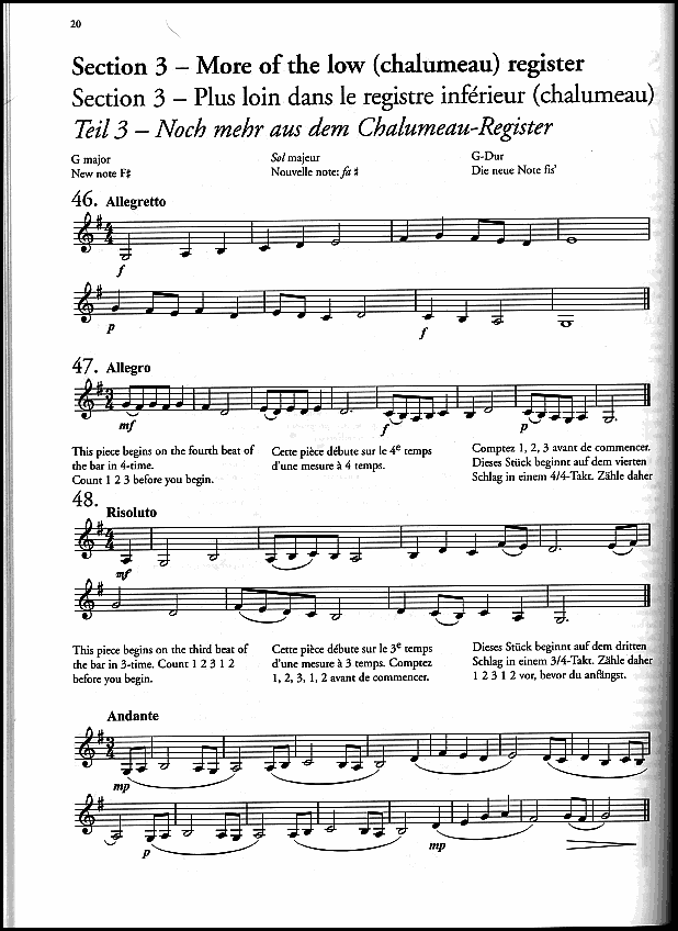 A sample page from Clarinet Sight-Reading 1