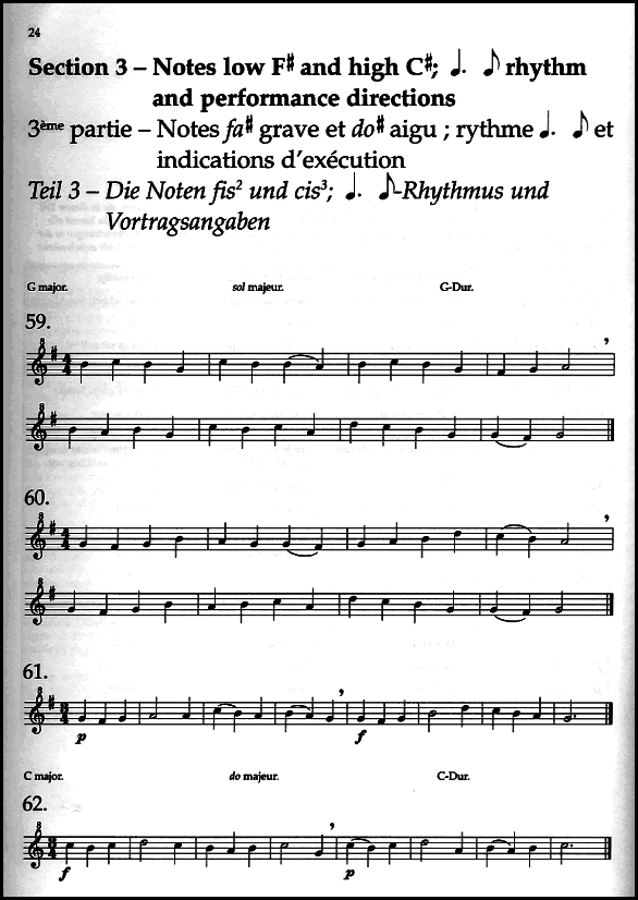 A sample page from Recorder Sight-Reading 1